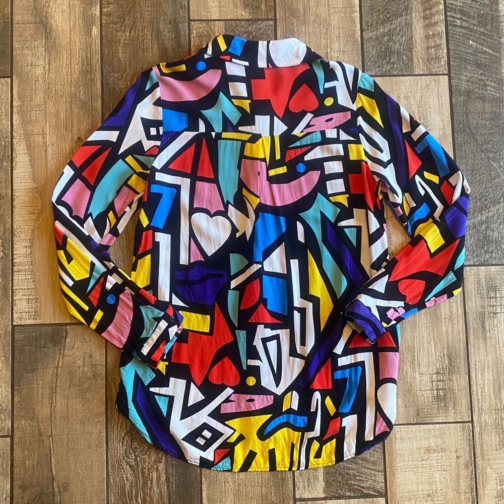 Big Dart Button Down Multicolor Geometric Shirt - image 5